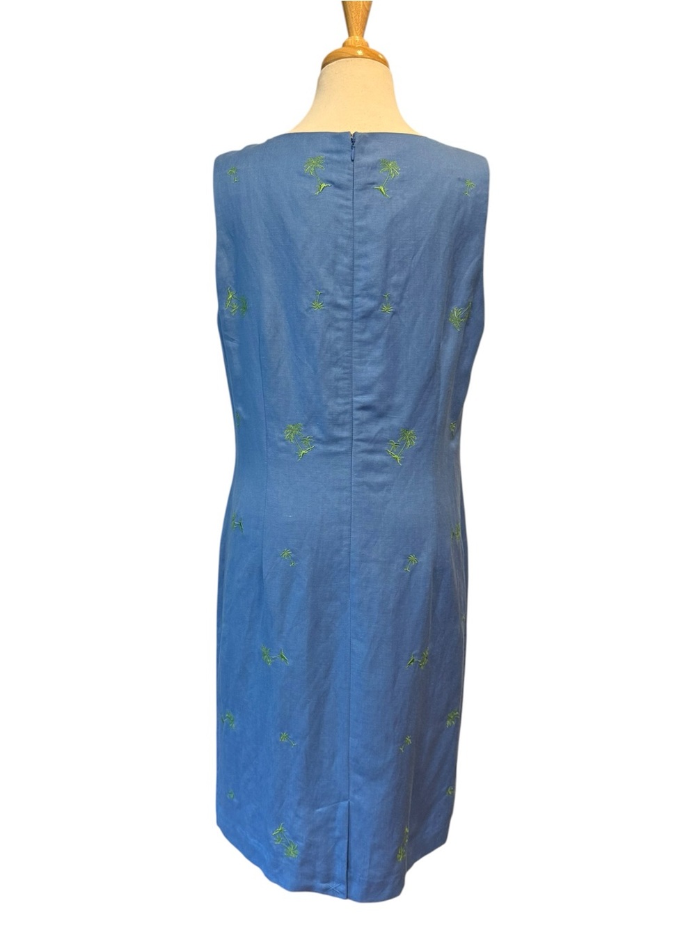 Annie Alexander Linen Blend Palm Tree Embroidered Sheath Dress Size 14 - Picture 3 of 9